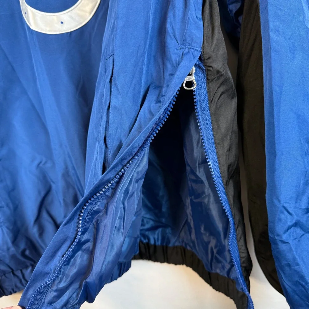 Indianapolis Colts NFL Pullover Windbreaker Quarter Zip Jacket Mens M Black Blue